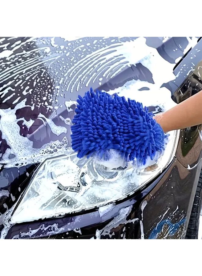 Random Color 1pc Double Sided Car Wash Glove Polyester Vehicle Cleaning Drying - Image 1