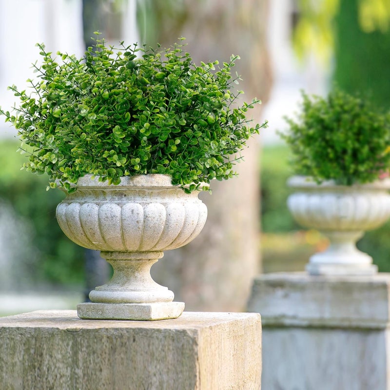 Sggvecsy Artificial Flowers for Outdoors 12 Bundles UV Resistant Boxwood Shrubs Artificial Eucalyptus Fake Plants Faux Plastic Greenery for Farmhouse Garden Indoor Outdoor Home Wedding Decoration - Image 5