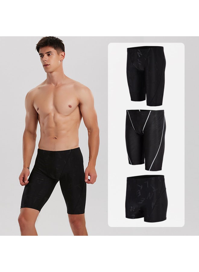 إسكدنيا سراويل سباحة للرجال 2023 مع قبعة سباحة تزيد من سراويل السباحة مريحة بطول الركبة من الشركات المصنعة بالجملة - اللون: أسود (H20) - - Image 2