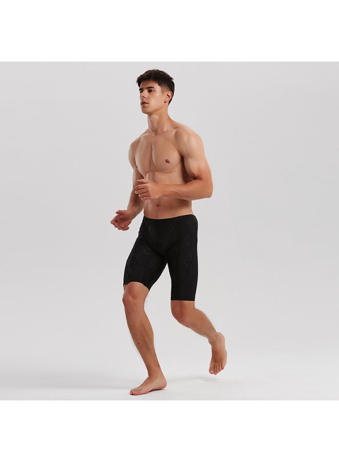 إسكدنيا سراويل سباحة للرجال 2023 مع قبعة سباحة تزيد من سراويل السباحة مريحة بطول الركبة من الشركات المصنعة بالجملة - اللون: أسود (H20) - - Image 4