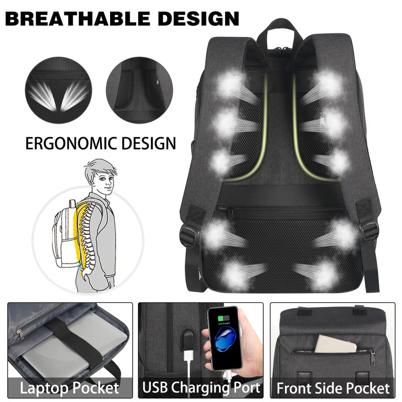 MATEIN Lunch Backpack for Men, Insulated Work Backpack with Lunch Compartment, Large Padded Laptop Bag Fits 15.6 Inch Computer, Water Resistant Business Pack with USB Charging Port, Office College Use - Image 5