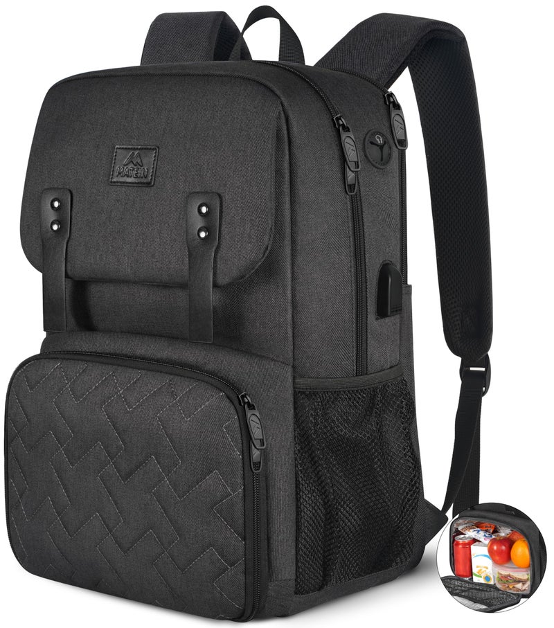 MATEIN Lunch Backpack for Men, Insulated Work Backpack with Lunch Compartment, Large Padded Laptop Bag Fits 15.6 Inch Computer, Water Resistant Business Pack with USB Charging Port, Office College Use - Image 1