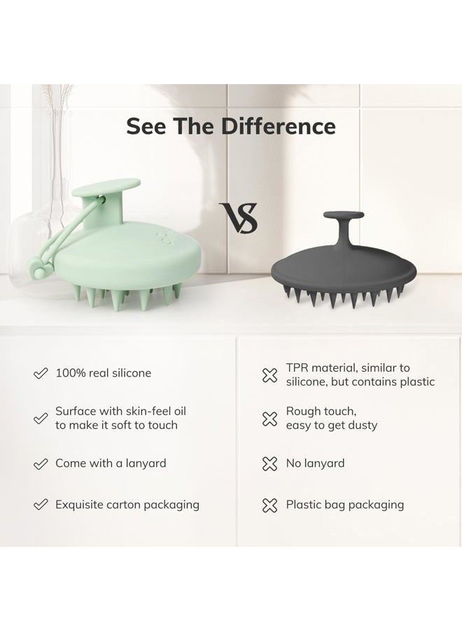 Sndyi Silicone Scalp Massager Shampoo Brush, Hair Scrubber with Soft Silicone Bristles, Scalp Scrubber/Exfoliator for Dandruff Removal, Wet Dry Scalp Brush for Hair Growth & Scalp Care, Mint Green - Image 3