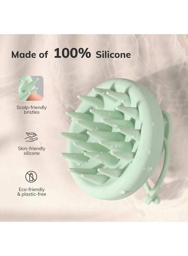 Sndyi Silicone Scalp Massager Shampoo Brush, Hair Scrubber with Soft Silicone Bristles, Scalp Scrubber/Exfoliator for Dandruff Removal, Wet Dry Scalp Brush for Hair Growth & Scalp Care, Mint Green - Image 2
