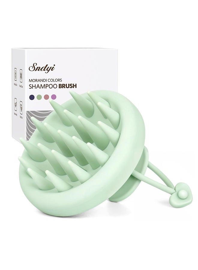 Sndyi Silicone Scalp Massager Shampoo Brush, Hair Scrubber with Soft Silicone Bristles, Scalp Scrubber/Exfoliator for Dandruff Removal, Wet Dry Scalp Brush for Hair Growth & Scalp Care, Mint Green - Image 1