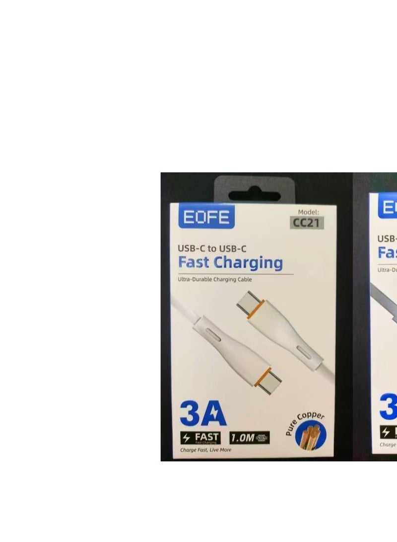 كابل شحن سريع يو اس بي-سي إلى يو اس بي-سي / 3 أمبير / 1 متر / متين للغاية / نحاس نقي