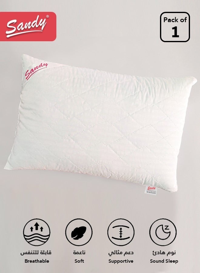 ساندي مخدة فندقية مريحة للنوم 1 قطعة, عالية الجودة بتصميم فندقي بسيط, ناعمة ومقاومة للتكتل, بوزن 1.2 كجم, مقاس 50×75 سم - Image 1