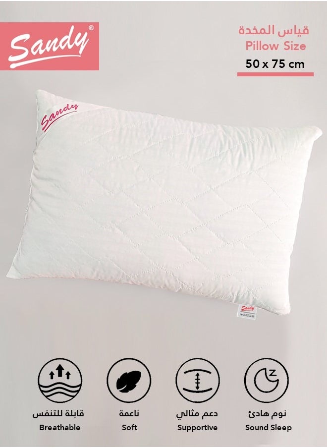 Sandy Comfort Sleeping Bed Pillow 1 Piece, Simple Hotel Design, Filling 1.2 Kg, Size 50 X 75 cm  - Image 1