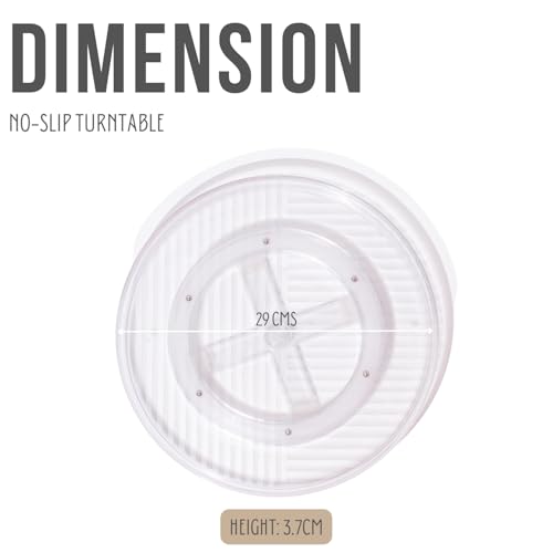 SCL Steelo Steelo SoFresh Round 360 Degree Rotating Kitchen Organizer Tray - Non Slip Lazy Susan - Multipurpose Turntable - Revolving Tray - Cosmetic, Bathroom Organizer (Clear, L 29xW 29xH- 3.5cm) - Image 3