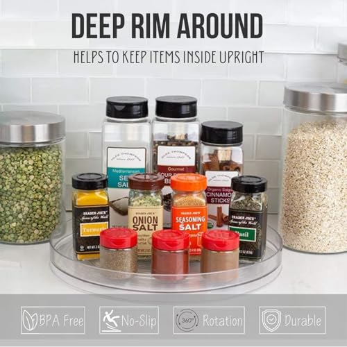 SCL Steelo Steelo SoFresh Round 360 Degree Rotating Kitchen Organizer Tray - Non Slip Lazy Susan - Multipurpose Turntable - Revolving Tray - Cosmetic, Bathroom Organizer (Clear, L 29xW 29xH- 3.5cm) - Image 4