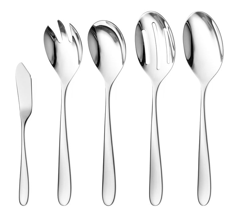 Danialli Serving Utensil Set 1810 Stainless Steel Serving Spoons Salad Servers Butter Knives Mirror Finish Dishwasher Safe Elegant and Durable 10Piece Serving Set Fidenza