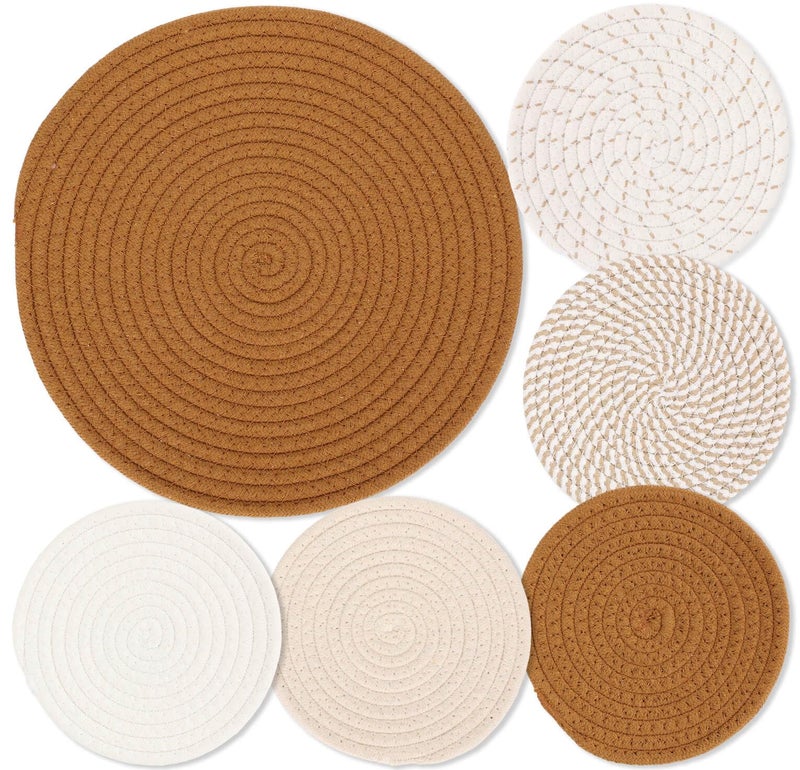 Billbotk Trivets for Hot Pots and Pans 6 Pieces Boho Rivets for Hot Dishes Pot Holders for Kitchen Hot Pads for Countertops Fall Decorations for Home 118 Inches and 7 Inches