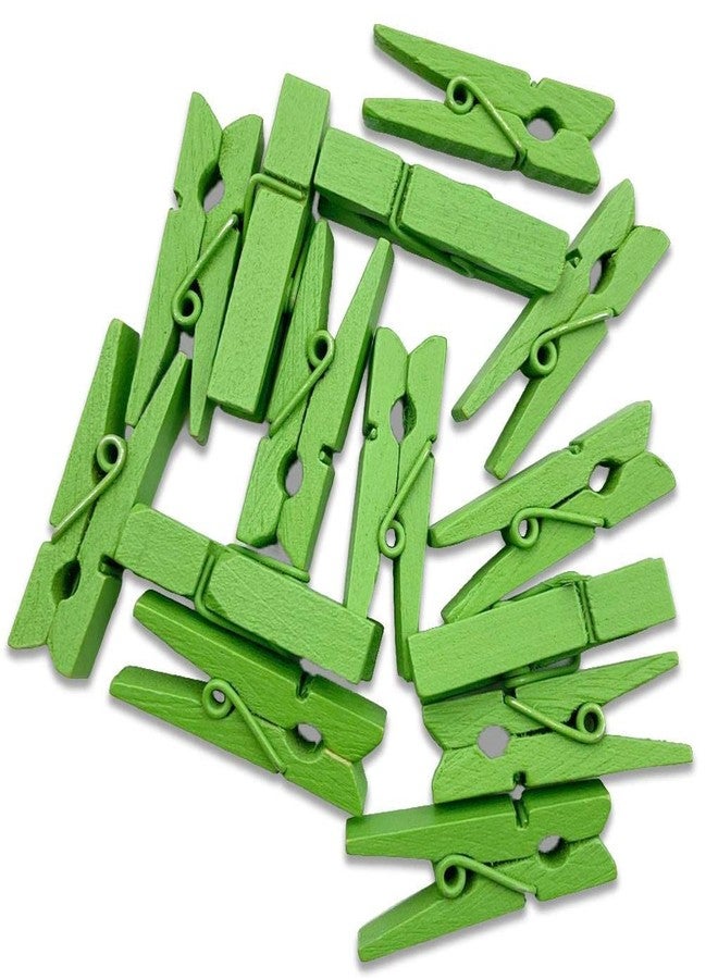 Topxome 100pcs 35mm Natural Wooden Clips Photo Clips Clothespin DIY Wedding Party Wooden Clip Clips Pegs (Green)