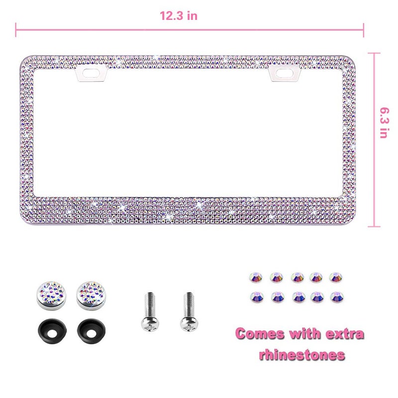 OKLPF Bling License Plate Frame for Women, 1PCS Sparkly Stainless Steel License Plate Frames| Over 1000 pcs 14 Facets Bedazzled Clear Glass Diamond Rhinestone Crystals w/Free Glitter White Diamond BOX - Image 3