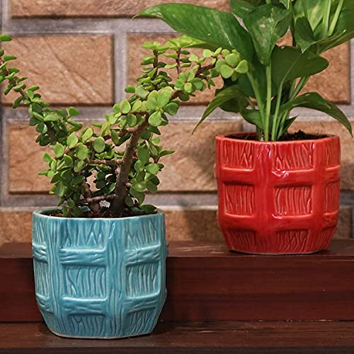 Leafy Tales Barrel Ceramic Pot Planter, Home Garden Decor 1pc (Barrel Aqua) - Image 3
