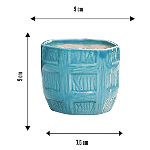 Leafy Tales Barrel Ceramic Pot Planter, Home Garden Decor 1pc (Barrel Aqua) - Image 2