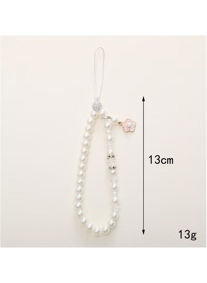 Little Fragrance Pearl Mobile Phone Chain - Small Flower Pendant Mobile Phone Lanyard - Beaded Charm - Mobile Phone Camera Wallet MP3 MP4 iPod PSP Keychain for Women Wristband - Image 3