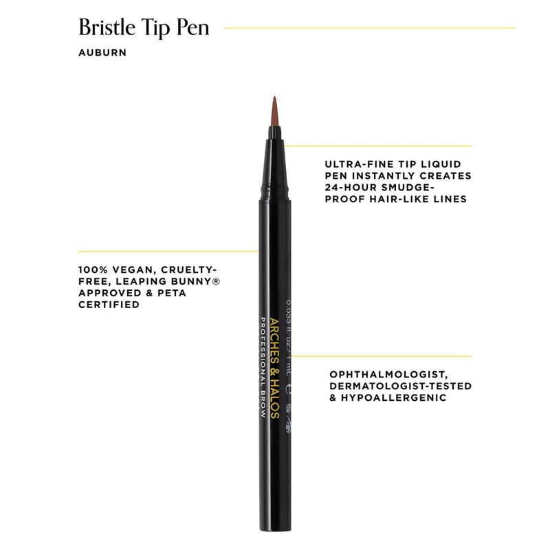 Arches & Halos Arches and Halos Fine Bristle Tip Pen - Eyebrow Pencils for Women - Vegan Brow Pencil - Smudge-Proof, Buildable Formula - Auburn - 0.02 oz - Image 2