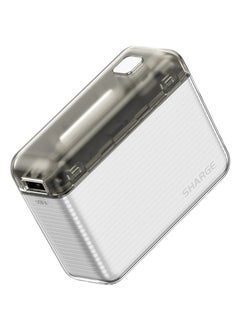 Sharge Flow 10000 mAh Power Bank  Pass Through Charging, Low Power Mode, Portable, Smart Temperature Control System, Wide Compatibility, White