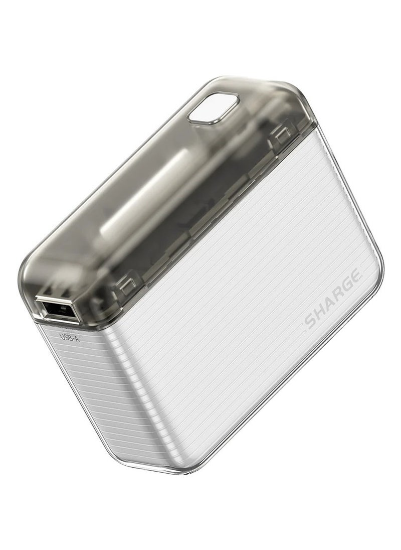 Shargeek - Sharge Flow 10000 mAh Power Bank  Pass Through Charging, Low Power Mode, Portable, Smart Temperature Control System, Wide Compatibility, White - Image 1