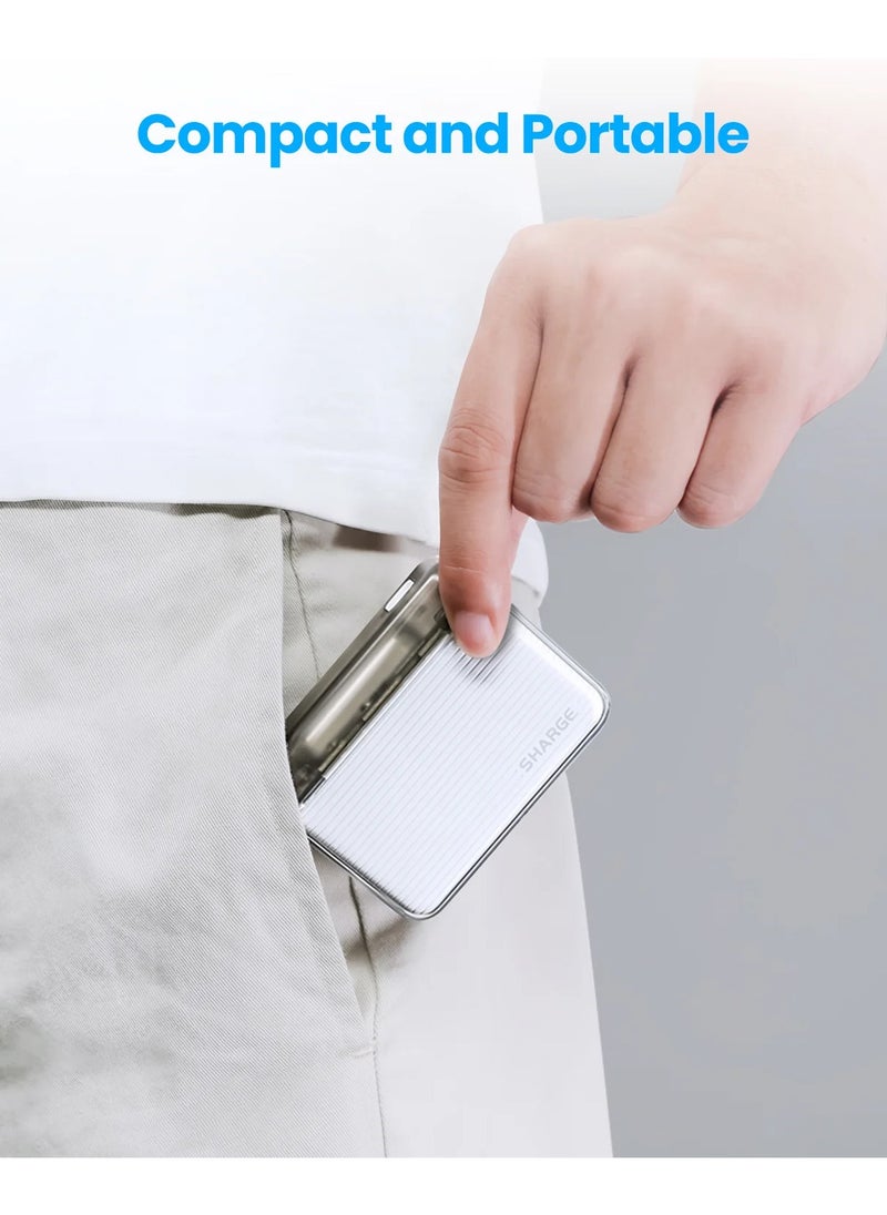 Shargeek - Sharge Flow 10000 mAh Power Bank  Pass Through Charging, Low Power Mode, Portable, Smart Temperature Control System, Wide Compatibility, White - Image 1