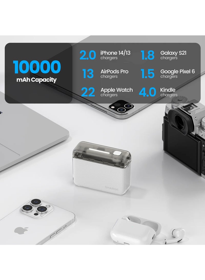 Shargeek - Sharge Flow 10000 mAh Power Bank  Pass Through Charging, Low Power Mode, Portable, Smart Temperature Control System, Wide Compatibility, White - Image 1