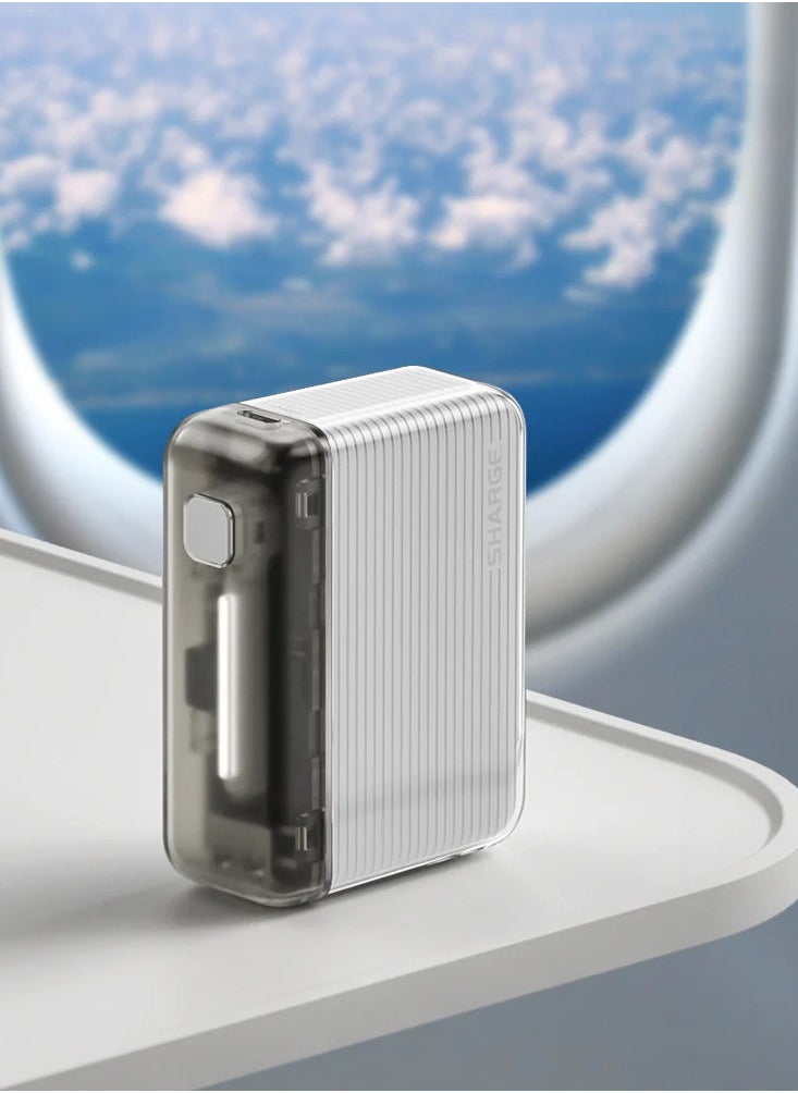Shargeek - Sharge Flow 10000 mAh Power Bank  Pass Through Charging, Low Power Mode, Portable, Smart Temperature Control System, Wide Compatibility, White - Image 1