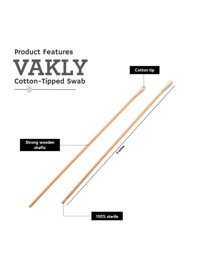 Vakly 200 Sterile Cotton Tipped Applicators 6’’ - Long 6 inch Wooden Medical Cotton Tip Applicator Swabsticks with Shaft and Soft Swabs for Location Application, Cleaning, Crafts and More  - Image 2