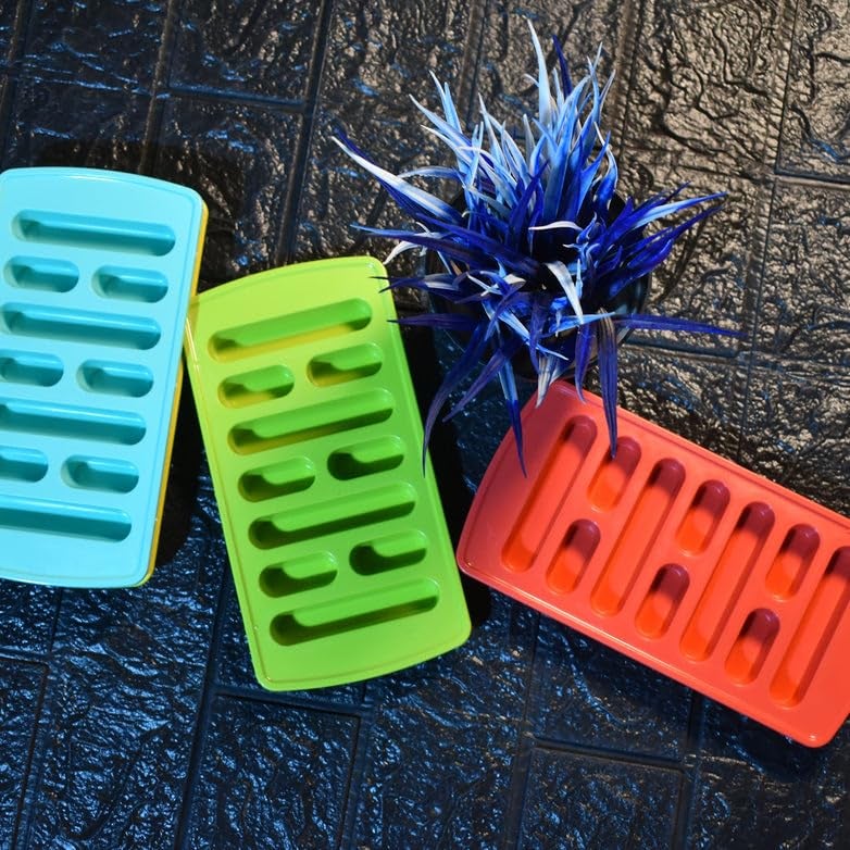 Oblivion Ice Cube Trays with Easy Release Base | Plastic 10 Flexible Silicone Bottom Trays | ice Tray | ice Cream Moulds for Freezer| Multicolor Stackable Whiskey Bar Ice Cube | (Pack of 4) - Image 5