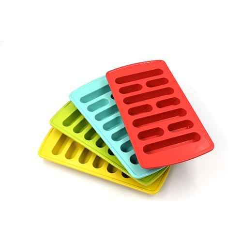 Oblivion Ice Cube Trays with Easy Release Base | Plastic 10 Flexible Silicone Bottom Trays | ice Tray | ice Cream Moulds for Freezer| Multicolor Stackable Whiskey Bar Ice Cube | (Pack of 4) - Image 1