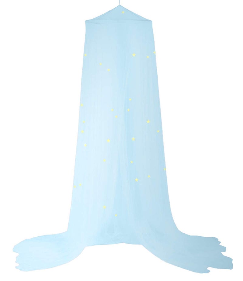 BCBYou Baby Canopy Mosquito Net with Fluorescent Stars, Glow in Dark for Kids, Adults & Full Size Bed (Light Blue) - Image 2