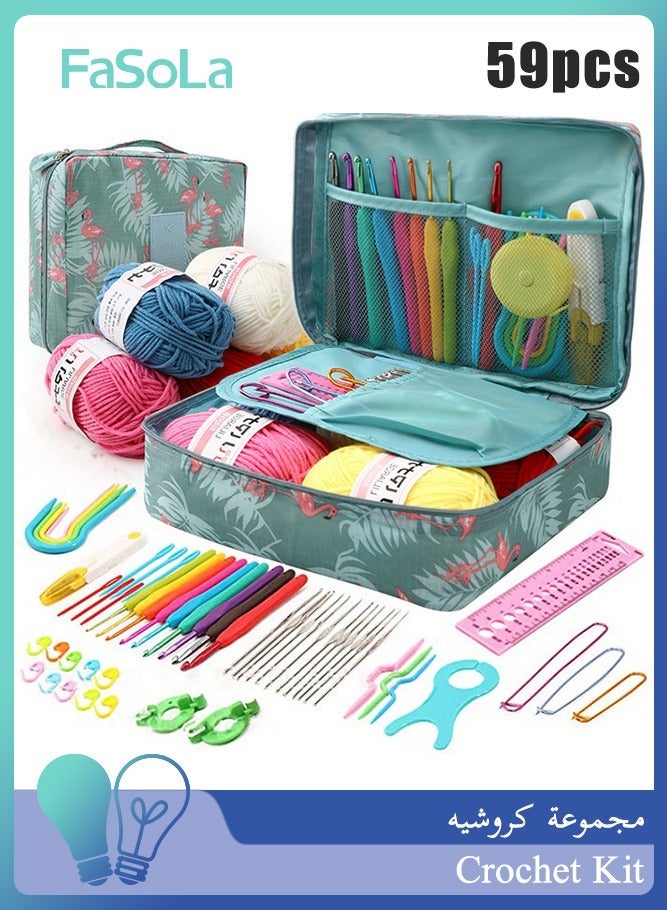Fasola 59-Piece Crochet Kit for Beginners & Adults - Includes Yarn, Hooks, and Tote  Bag - Image 1