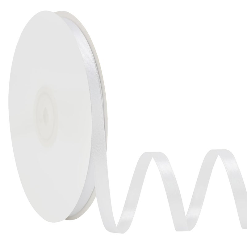 Simplegoal Double Face White Satin Ribbon 1/4 Inch X 50 Yards Polyester White Ribbons for Gift Wrapping Fabric Ribbon for Crafts Flower Bouquet Sewing Arts Wedding Party Decoration - Image 1