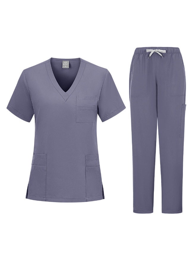Loquat Womens Medical Scrubs Set Medical Uniform Set Gray - Image 1