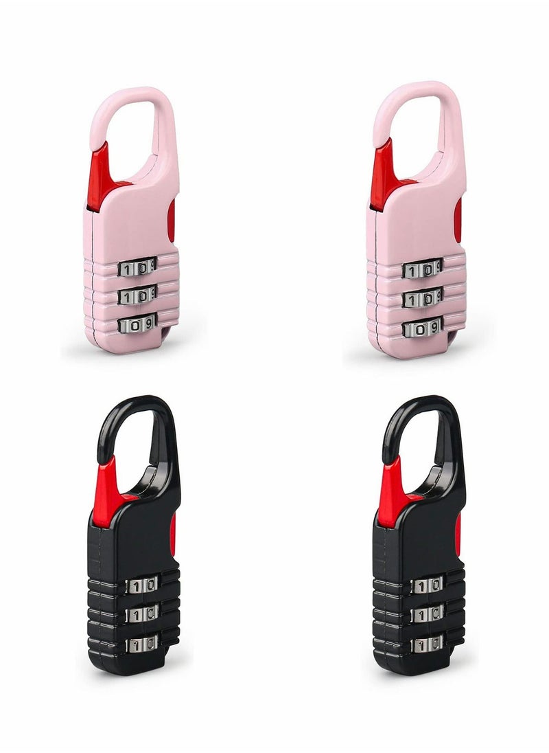 Excefore Suitcase Locks, 4 Pcs Travel Luggage Locks, 3 Digit Combinations Padlock Mini Zinc Alloy Resettable Code Lock for Kids Diary Backpack Zipper Travel Bag Suitcases Storage Cabinets  - Image 1