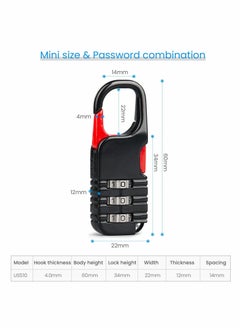 Excefore Suitcase Locks, 4 Pcs Travel Luggage Locks, 3 Digit Combinations Padlock Mini Zinc Alloy Resettable Code Lock for Kids Diary Backpack Zipper Travel Bag Suitcases Storage Cabinets  - Image 2