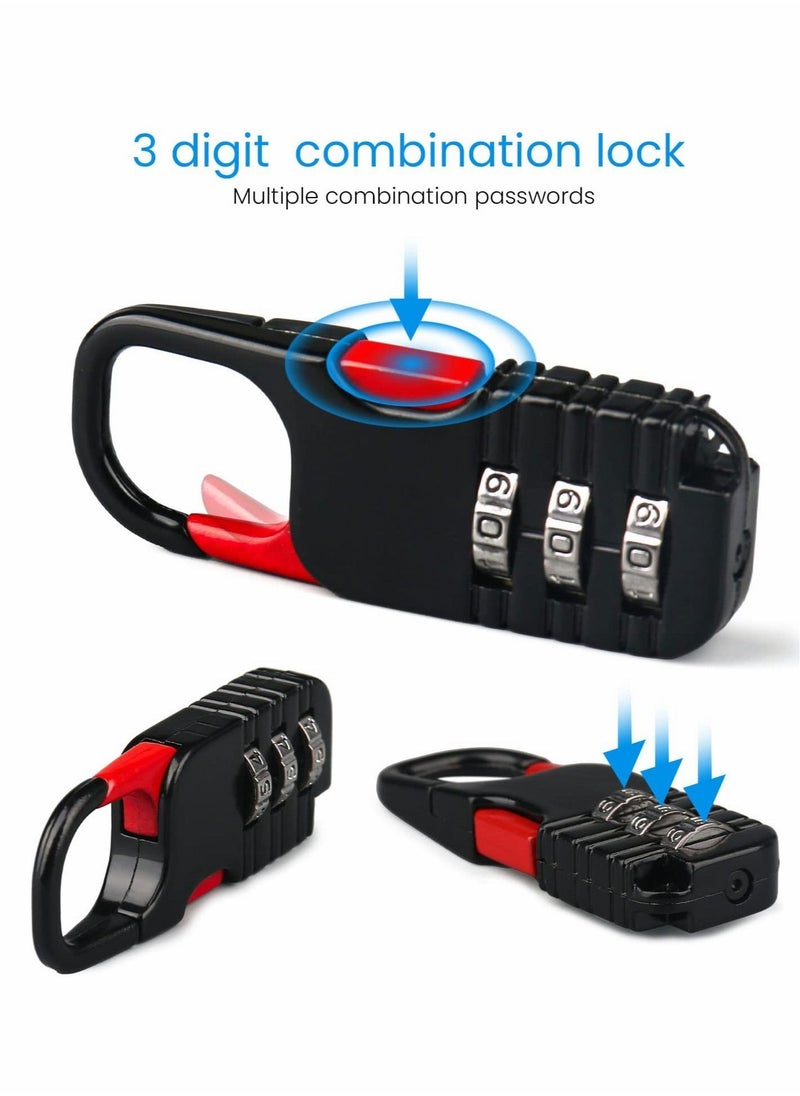 Excefore Suitcase Locks, 4 Pcs Travel Luggage Locks, 3 Digit Combinations Padlock Mini Zinc Alloy Resettable Code Lock for Kids Diary Backpack Zipper Travel Bag Suitcases Storage Cabinets  - Image 3