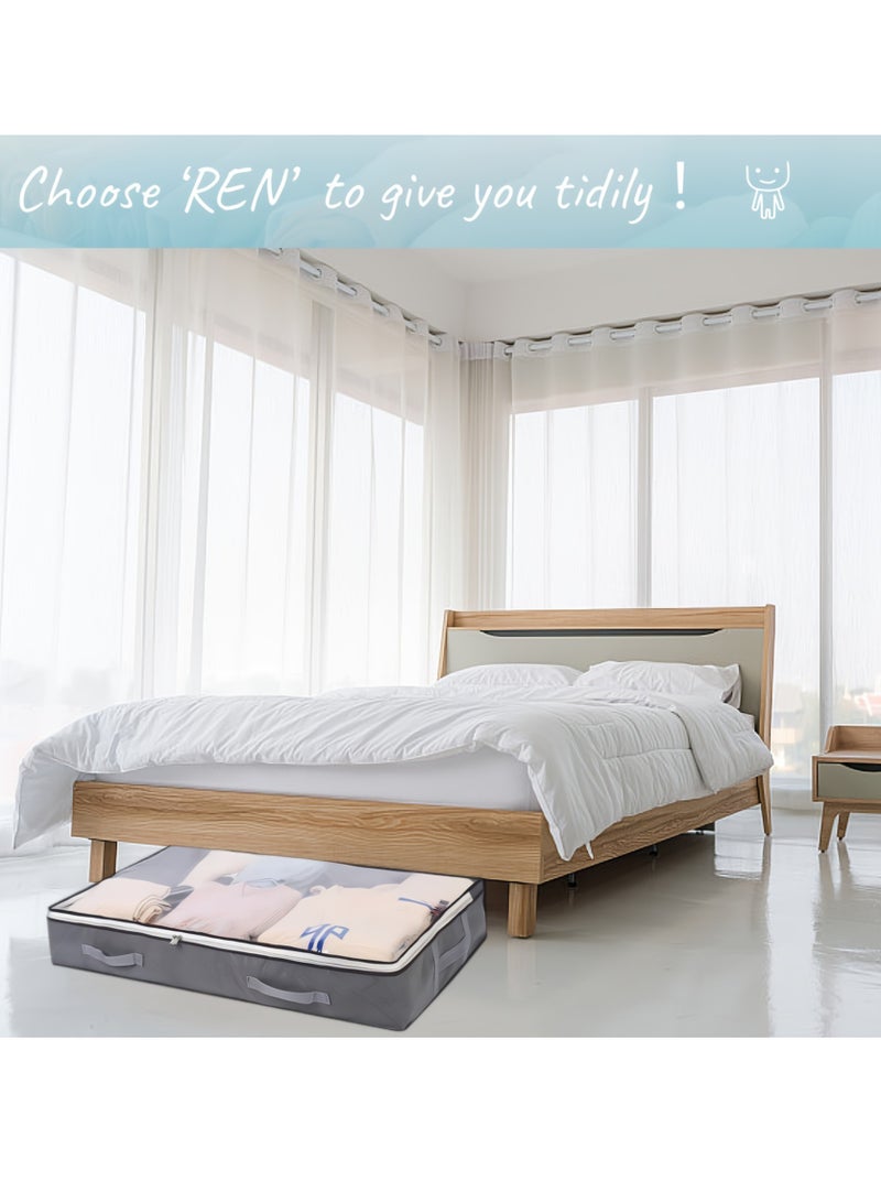 مجموعة تخزين تحت السرير: صناديق تخزين متينة ومنظمات للخزانة لتخزين الألعاب، وتخزين المنزل، وتنظيم المنزل، وتخزين الهدايا، مع سحابات طويلة الأمد. (رمادي) - Image 2