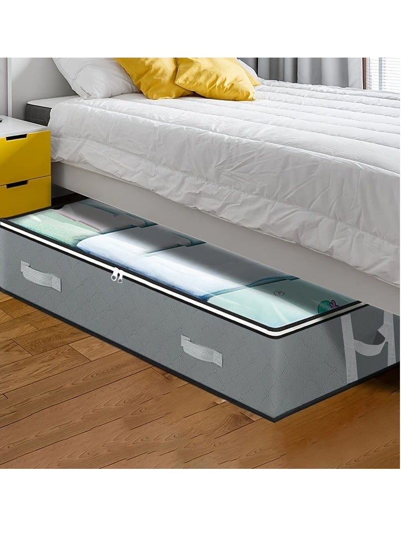 مجموعة تخزين تحت السرير: صناديق تخزين متينة ومنظمات للخزانة لتخزين الألعاب، وتخزين المنزل، وتنظيم المنزل، وتخزين الهدايا، مع سحابات طويلة الأمد. (رمادي) - Image 3