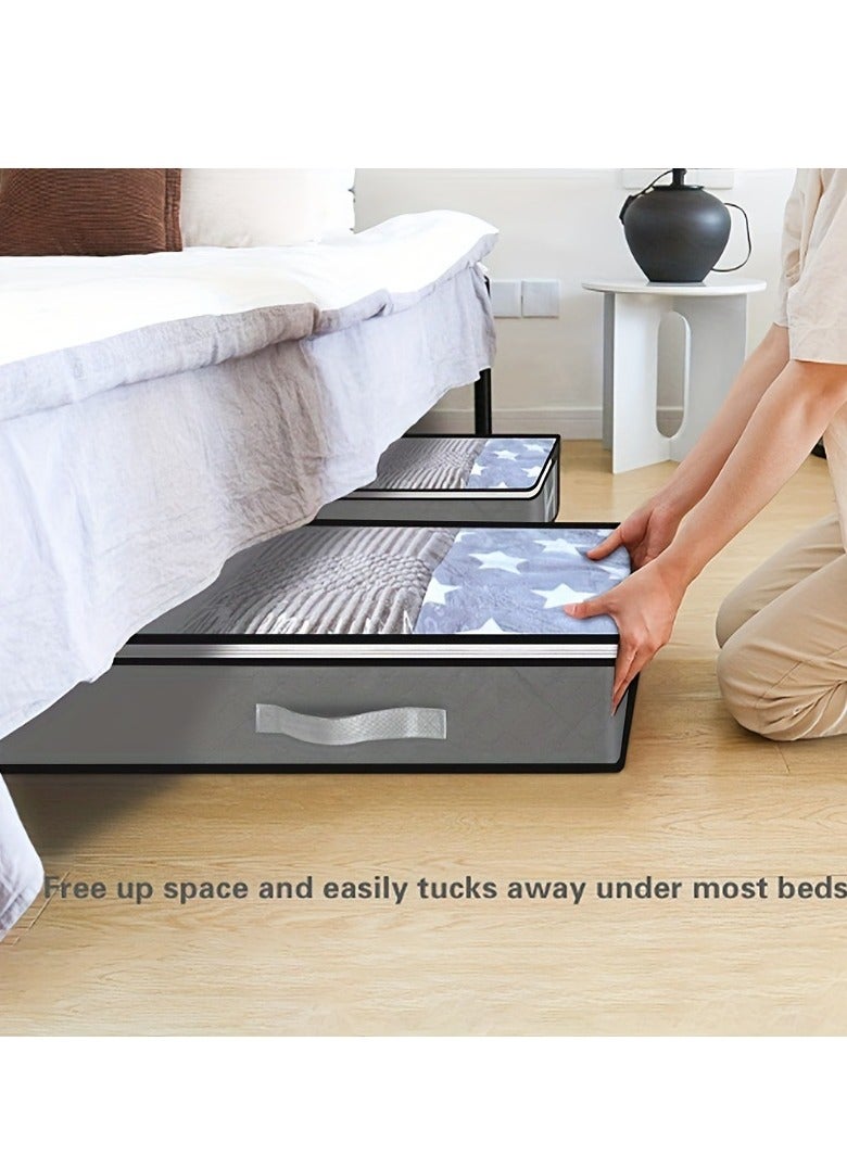 مجموعة تخزين تحت السرير: صناديق تخزين متينة ومنظمات للخزانة لتخزين الألعاب، وتخزين المنزل، وتنظيم المنزل، وتخزين الهدايا، مع سحابات طويلة الأمد. (رمادي) - Image 4