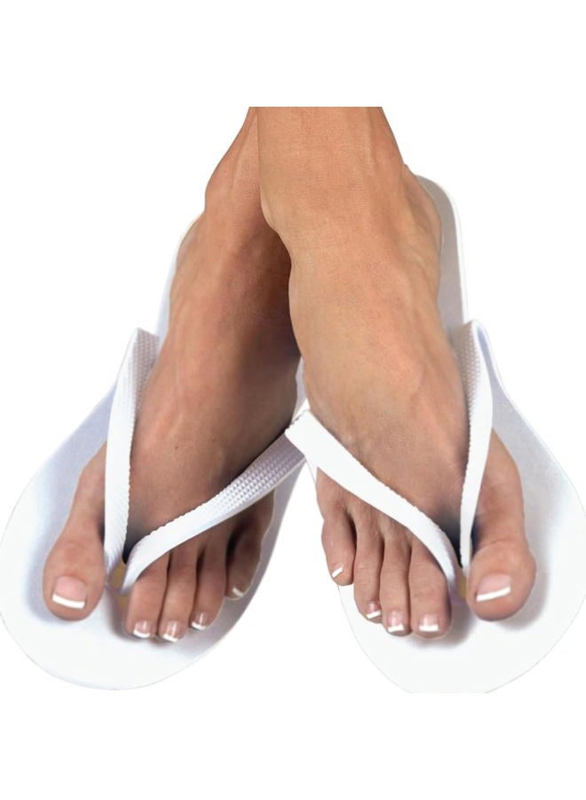 ForPro Professional Collection Comfy Thong Slippers, White, Disposable Foam Pedicure Slippers for Nail Salons and Spas, 12-Pair - Image 4