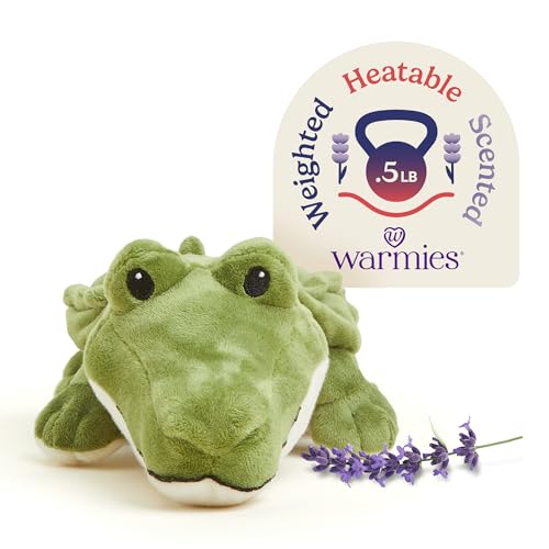 warmies Junior Microwavable Weighted Stuffed Animals Alligator Heated Stuffed Animal Plushie for Warmth Comfort Cute Soft Plush Toys for Adults Children Boys Girls Babies Toddlers - Image 1