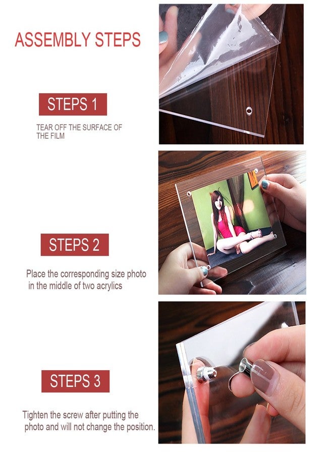 BFRed Acrylic 5x7" Brackets or Hanging Picture Frames, Wall and Desktop Photo Frame (3 Pack) - Image 4