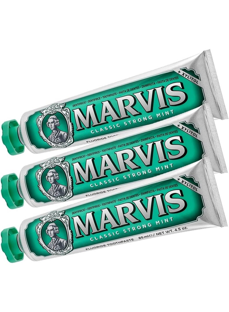 مارفيس معجون أسنان مارفيس الكلاسيكي، بنكهة النعناع القوية (3 × 75 مل) - Image 1