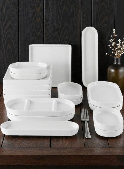 18 piece Porcelain Dinnerware Set, Set for 6, Microwave & Dishwasher Safe, White