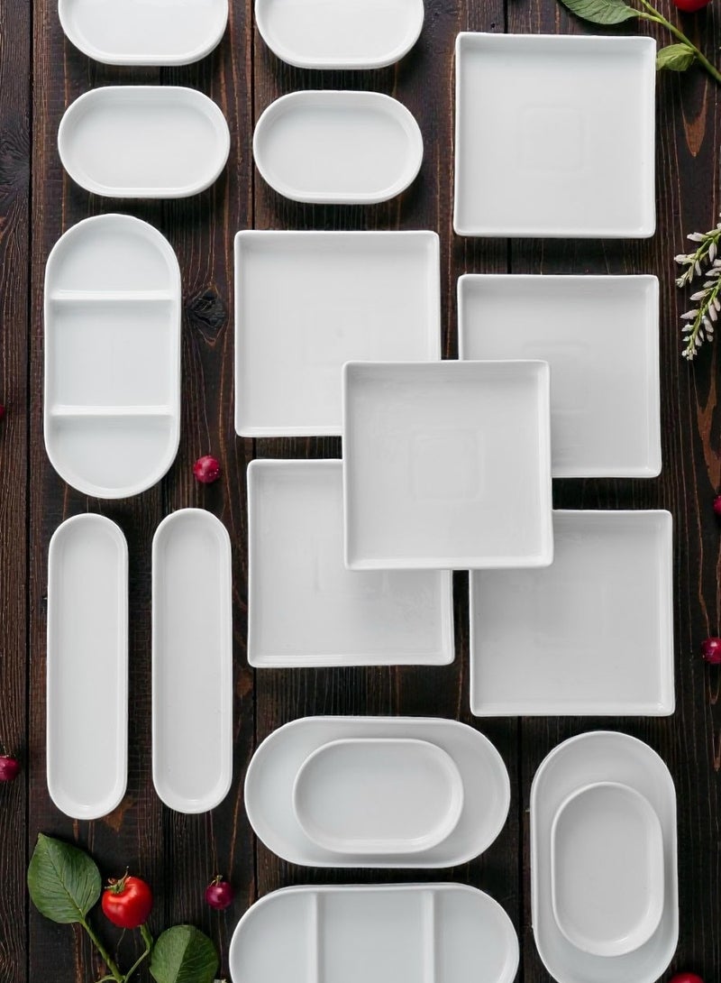 Noon East 18 piece Porcelain Dinnerware Set, Set for 6, Microwave & Dishwasher Safe, White - Image 4