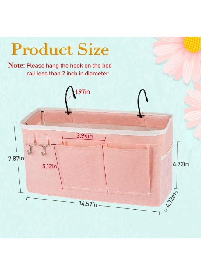 NANAO Bedside Storage Caddy/Bedside Hanging Storage Bag for Headboards Bunk Beds Dorm Rooms Book Phone Magazine Holder (Light Pink) - Image 4