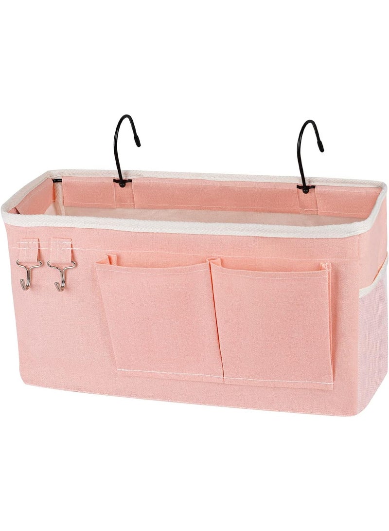 NANAO Bedside Storage Caddy/Bedside Hanging Storage Bag for Headboards Bunk Beds Dorm Rooms Book Phone Magazine Holder (Light Pink) - Image 1