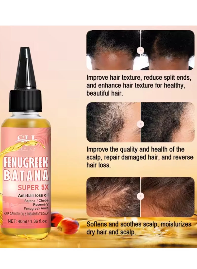 Sevich 5X Rapid Hair Growth Oil with Batana Chebe Rosemary Fenugreek and Amla Oil Hair Growth Oil and Scalp Treatment Super 5 in 1 Oil Anti Hair Loss Oil and Hair Regrowth Scalp Treatment Oils - Image 3