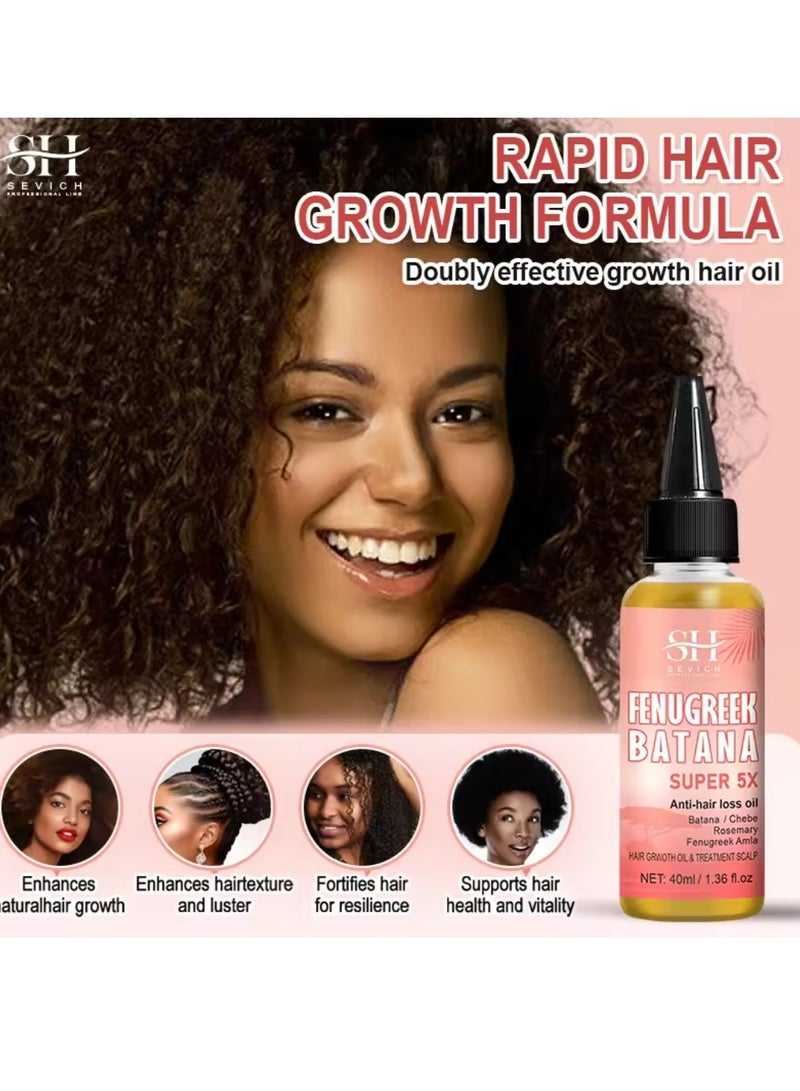 Sevich 5X Rapid Hair Growth Oil with Batana Chebe Rosemary Fenugreek and Amla Oil Hair Growth Oil and Scalp Treatment Super 5 in 1 Oil Anti Hair Loss Oil and Hair Regrowth Scalp Treatment Oils - Image 5
